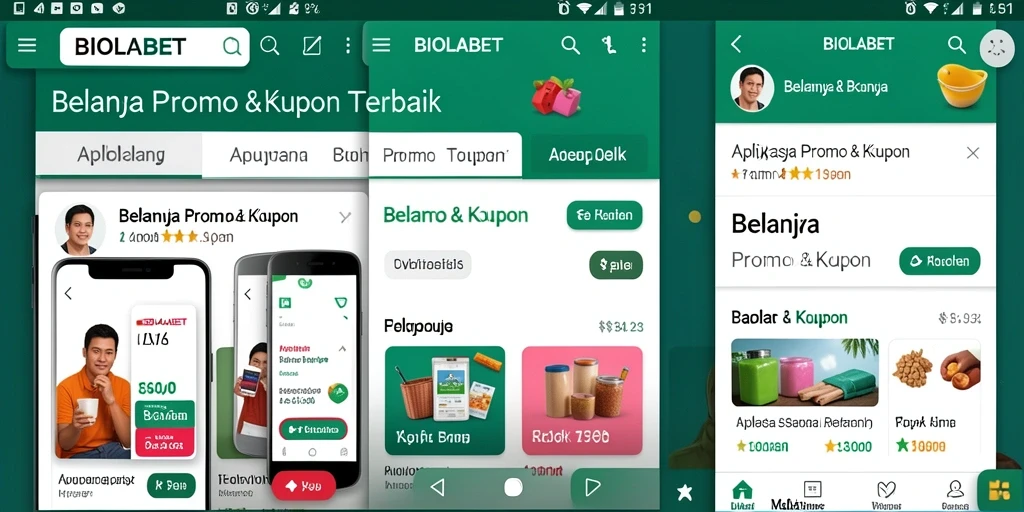 Tampilan antarmuka aplikasi BIOLABET untuk promo dan kupon.