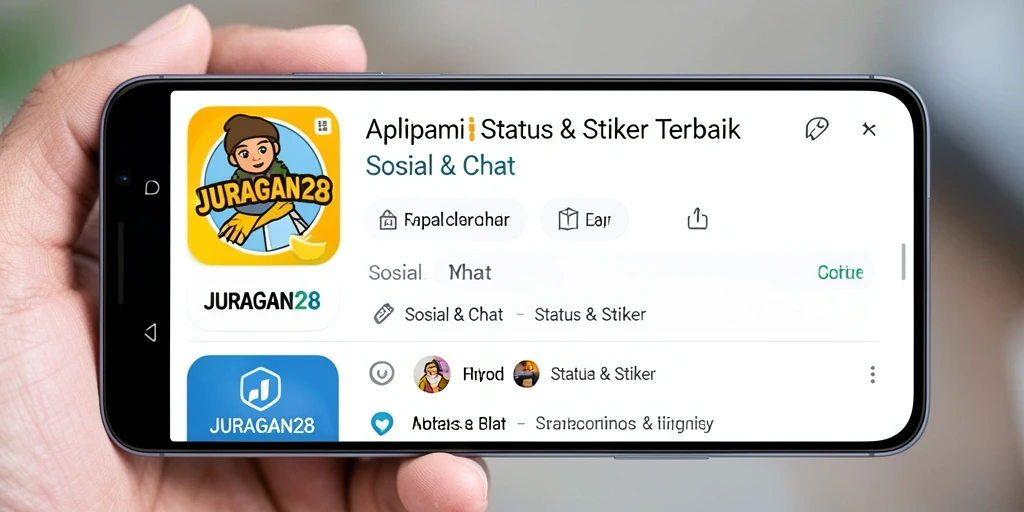Antarmuka JURAGAN28 dengan stiker dan status menarik