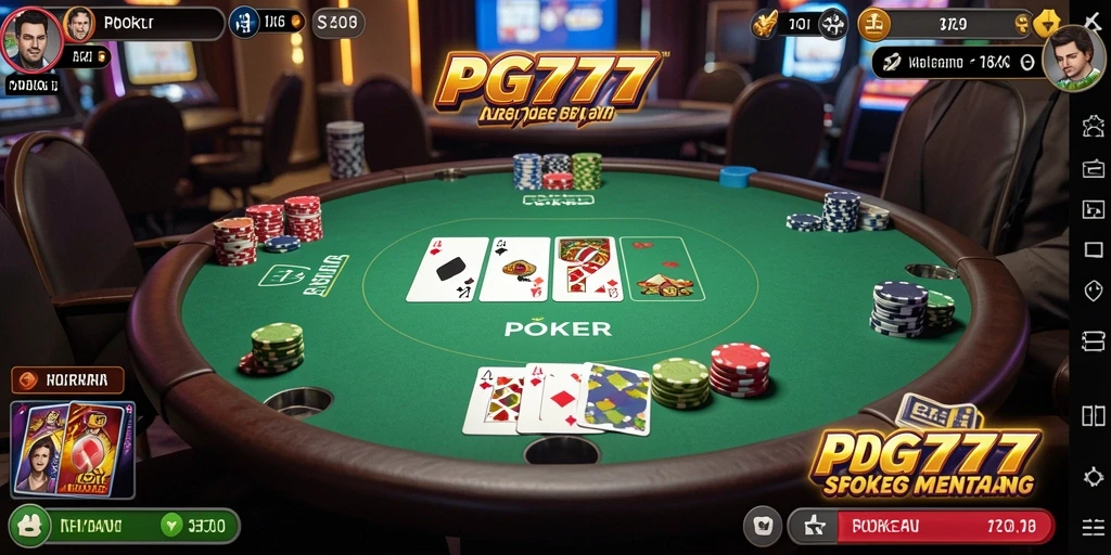 Tampilan antarmuka PG777 yang menarik dan profesional dalam permainan Poker.