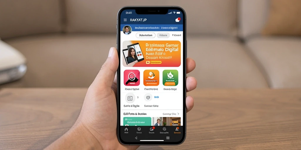 Screenshot utama RAKYATJP menampilkan antarmuka aplikasi Gambar Digital yang modern.