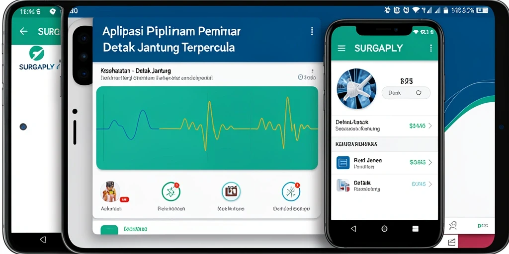 Tampilan antarmuka SURGAPLY dengan fitur detak jantung.