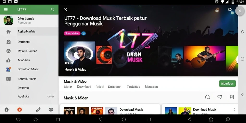 Tampilan antarmuka UT77 yang memudahkan pengunduhan musik.